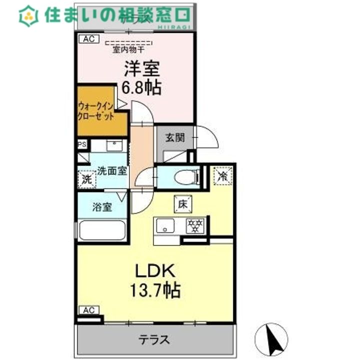 愛知県岡崎市薮田1(アパート)の賃貸物件の間取り