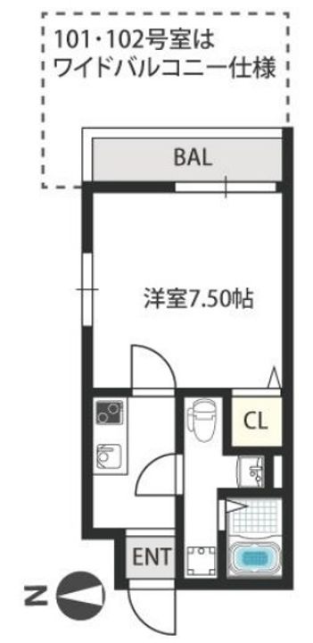 ドゥエリング千林商店街の間取り