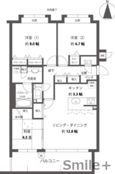 岡山県岡山市北区青江3(マンション)の賃貸物件の間取り