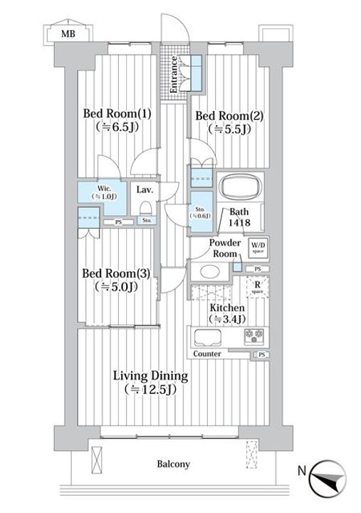 東京都世田谷区砧7(マンション)の賃貸物件の間取り