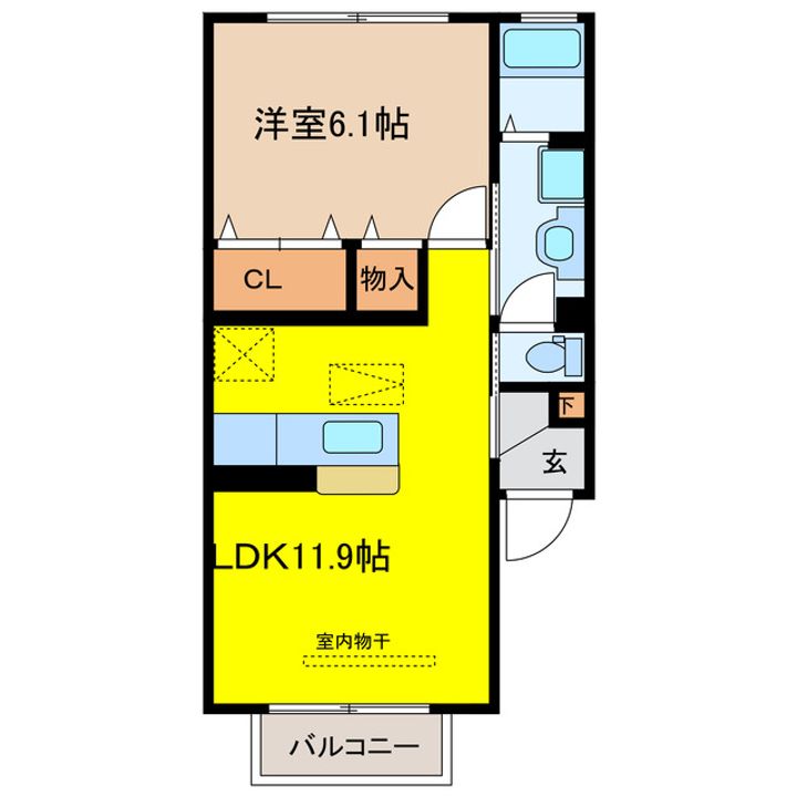 岐阜県大垣市上面2(アパート)の賃貸物件の間取り