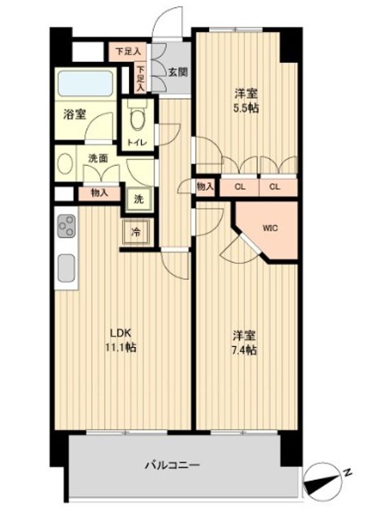 東京都世田谷区若林4(マンション)の賃貸物件の間取り