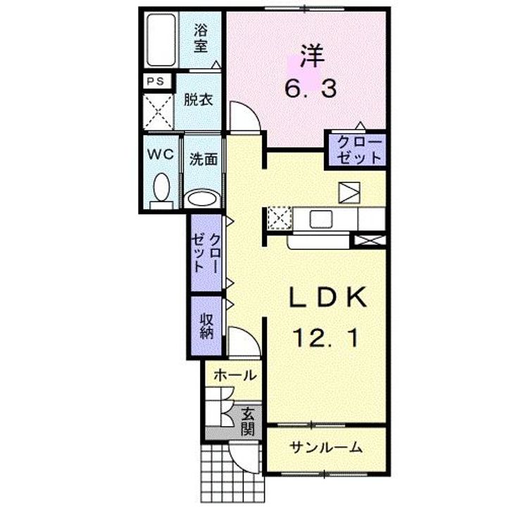 京都府京丹後市大宮町周枳(アパート)の賃貸物件の間取り