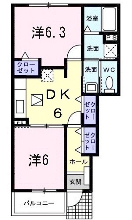 広島県呉市安浦町内海南2(アパート)の賃貸物件の間取り