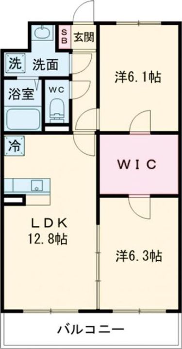 栃木県宇都宮市東宿郷6(マンション)の賃貸物件の間取り