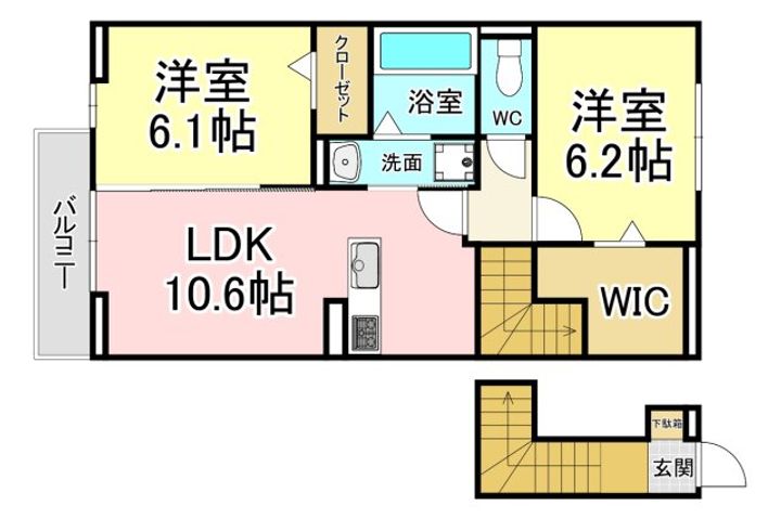 福岡県北九州市若松区大字畠田(アパート)の賃貸物件の間取り