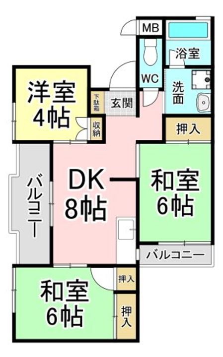 福岡県北九州市八幡西区西神原町(マンション)の賃貸物件の間取り