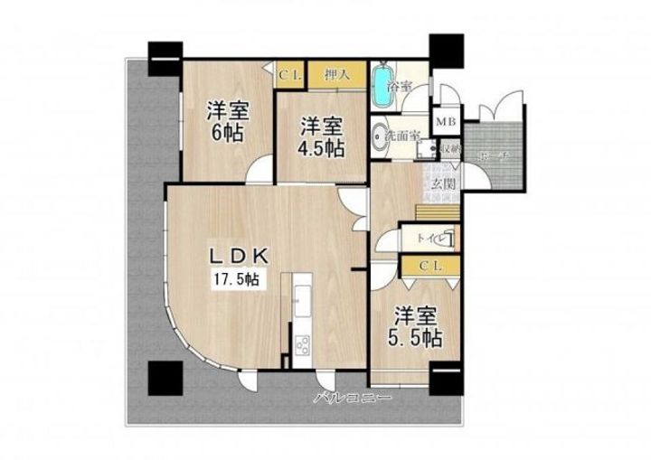 大阪府堺市堺区中安井町3(マンション)の賃貸物件の間取り