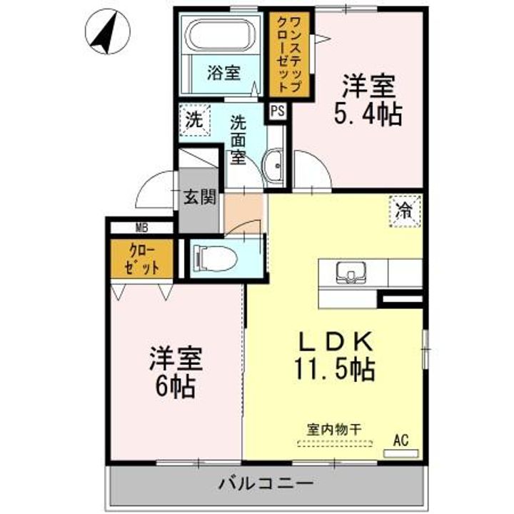 広島県東広島市八本松南2の賃貸アパートの間取り