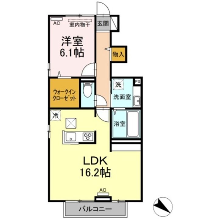 岡山県都窪郡早島町早島(アパート)の賃貸物件の間取り