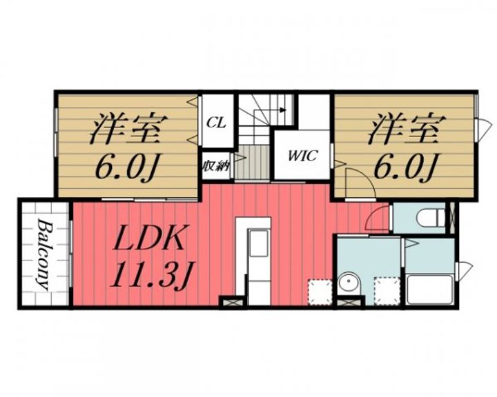 千葉県印西市草深(アパート)の賃貸物件の間取り