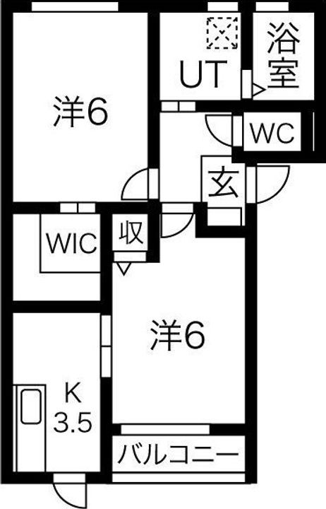花巻市上小舟渡【クオーレB棟】築22年の間取り