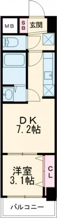 兵庫県神戸市兵庫区浜崎通(マンション)の賃貸物件の間取り