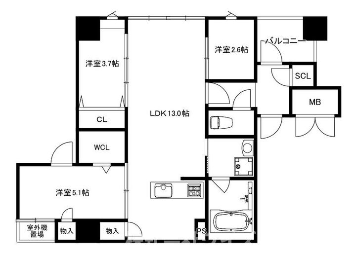福岡県福岡市中央区薬院2の賃貸マンションの間取り