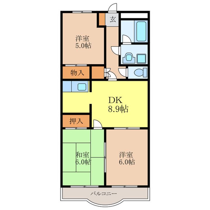 岐阜県瑞浪市北小田町1(マンション)の賃貸物件の間取り
