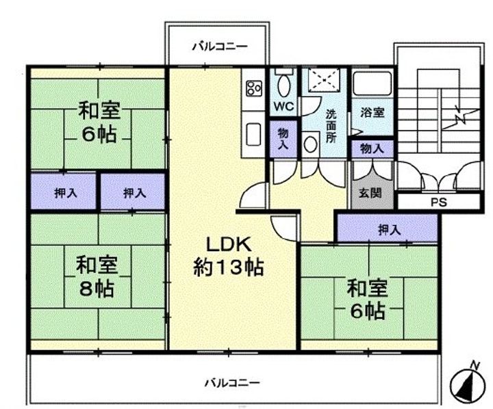 港南台つぐみ団地 16号棟の間取り