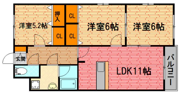 広島県広島市安佐北区三入2(マンション)の賃貸物件の間取り