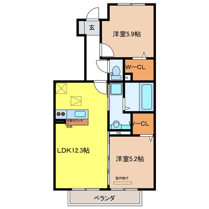 岐阜県各務原市鵜沼朝日町4(アパート)の賃貸物件の間取り