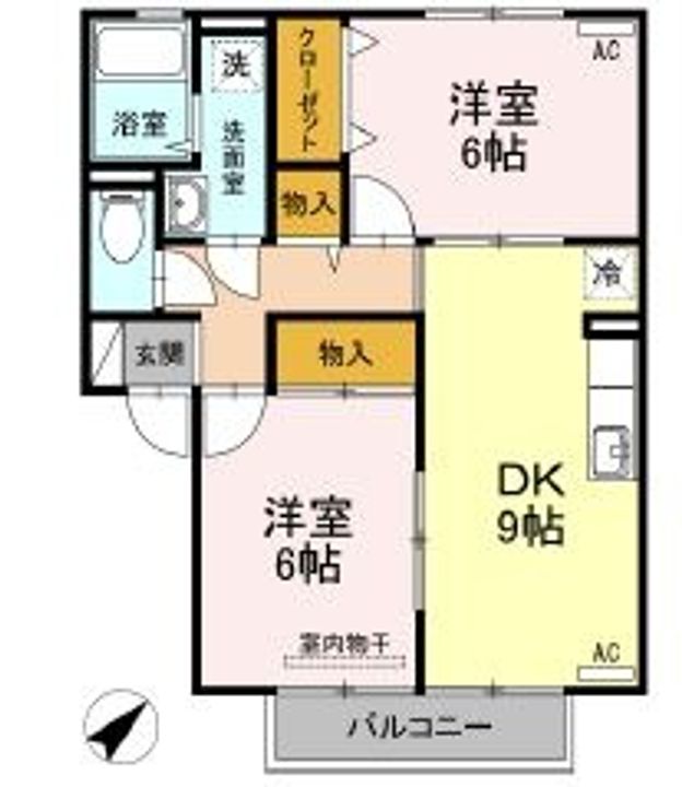 岡山県都窪郡早島町早島(アパート)の賃貸物件の間取り