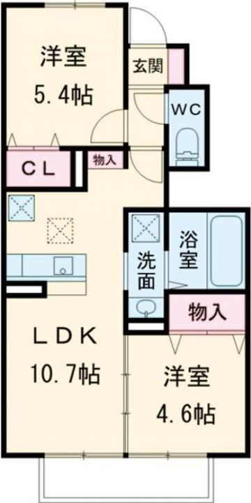 大阪府大阪狭山市東池尻5(アパート)の賃貸物件の間取り