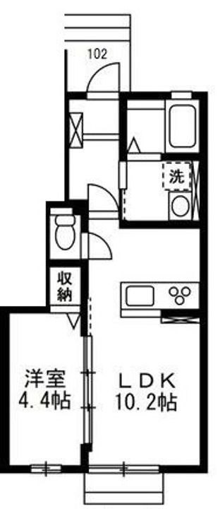 岡山県倉敷市藤戸町天城の賃貸アパートの間取り