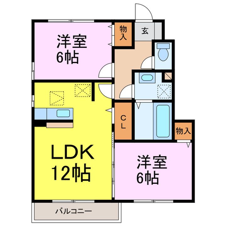 茨城県古河市茶屋新田(アパート)の賃貸物件の間取り