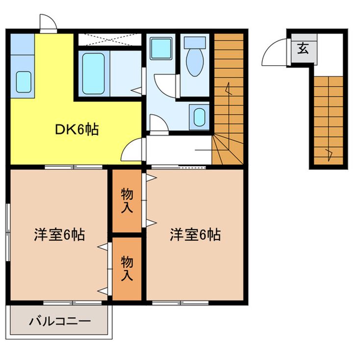 岐阜県各務原市那加野畑町1(アパート)の賃貸物件の間取り