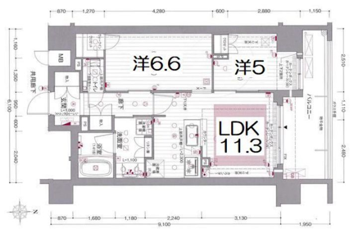 京都府京都市下京区石井筒町(マンション)の賃貸物件の間取り