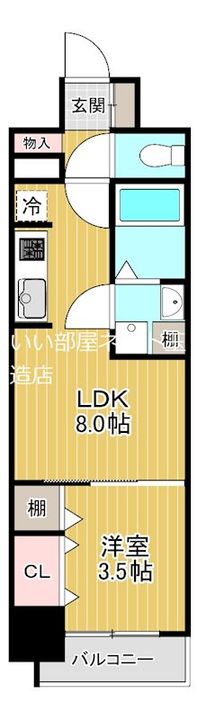 大阪府大阪市生野区巽中4(マンション)の賃貸物件の間取り