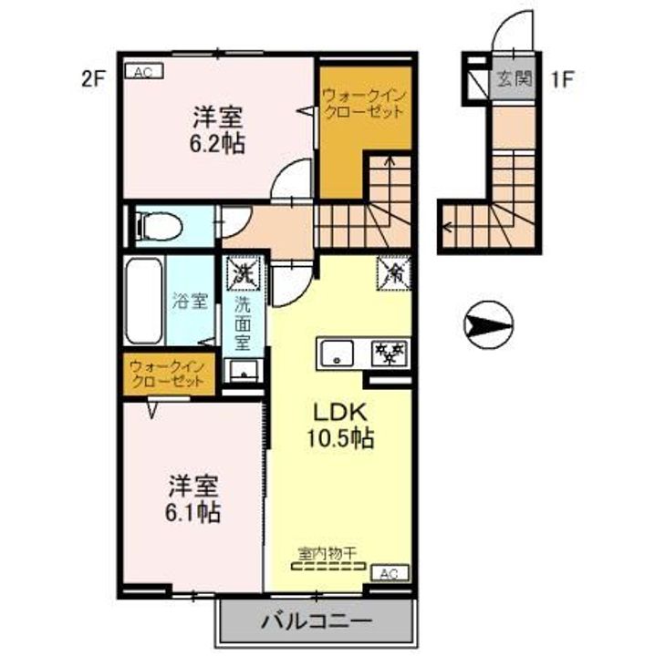 栃木県宇都宮市平松本町(アパート)の賃貸物件の間取り