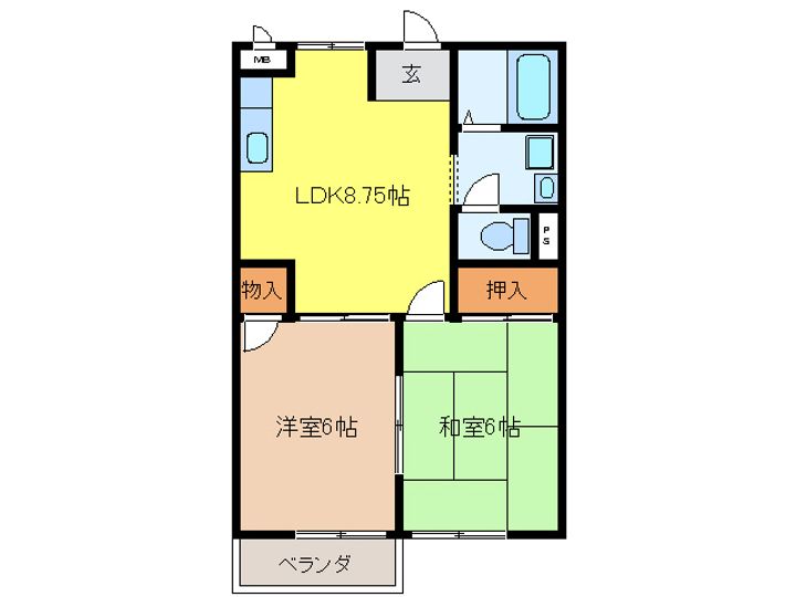 岐阜県羽島郡笠松町門間(アパート)の賃貸物件の間取り