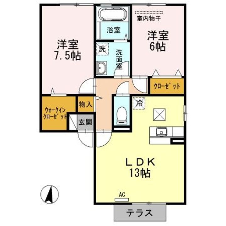 広島県福山市蔵王町1(アパート)の賃貸物件の間取り