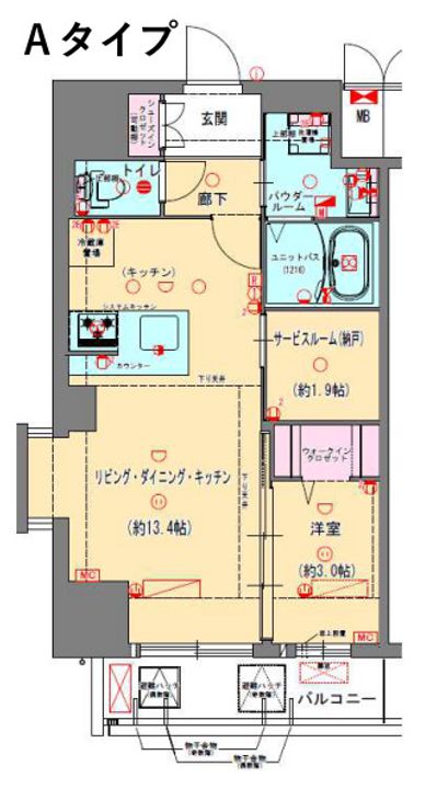 大阪府大阪市西区川口4(マンション)の賃貸物件の間取り
