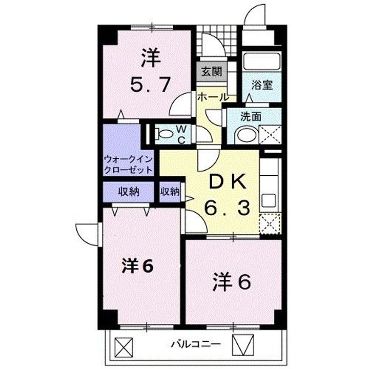 福島県いわき市平谷川瀬3(マンション)の賃貸物件の間取り