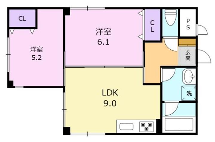 富山県富山市布瀬町南2(アパート)の賃貸物件の間取り