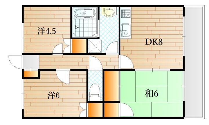 山口県下関市安岡町1(マンション)の賃貸物件の間取り