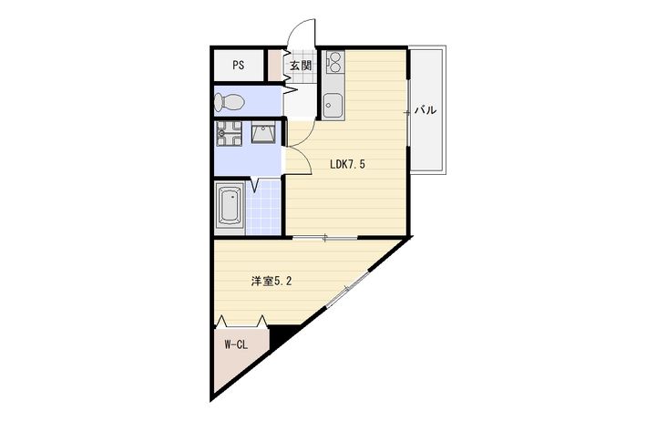 大阪府大阪市東住吉区北田辺5(マンション)の賃貸物件の間取り