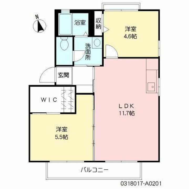 ディアス川南 A棟の間取り