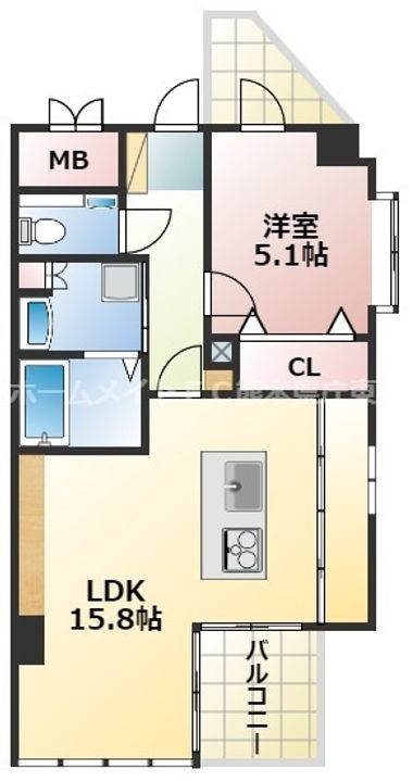 熊本県熊本市東区小山2(マンション)の賃貸物件の間取り