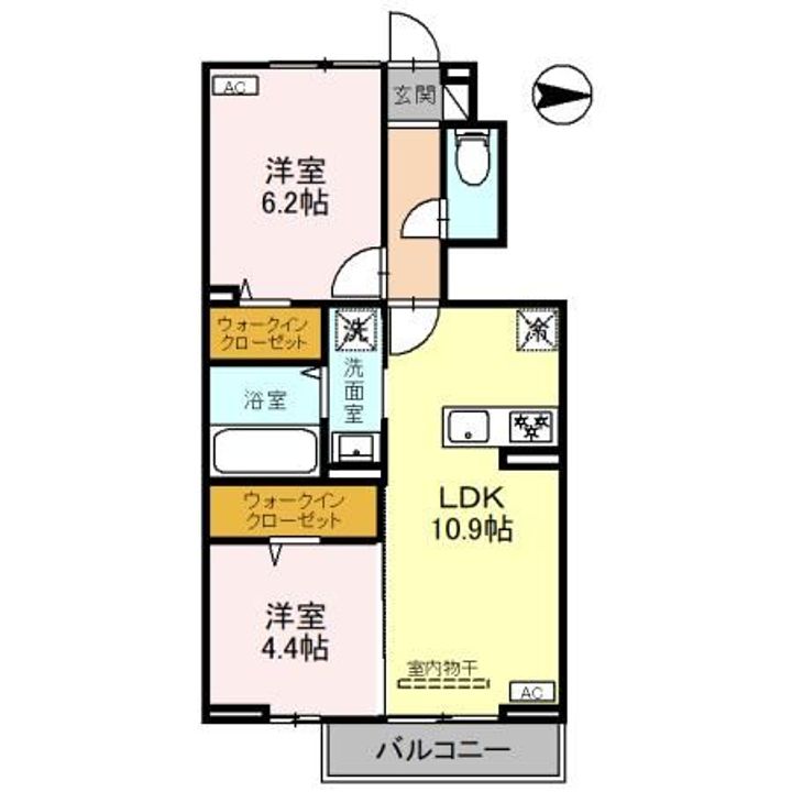 栃木県宇都宮市平松本町(アパート)の賃貸物件の間取り