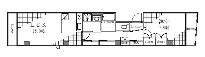 東京都中央区日本橋馬喰町2の賃貸マンションの間取り