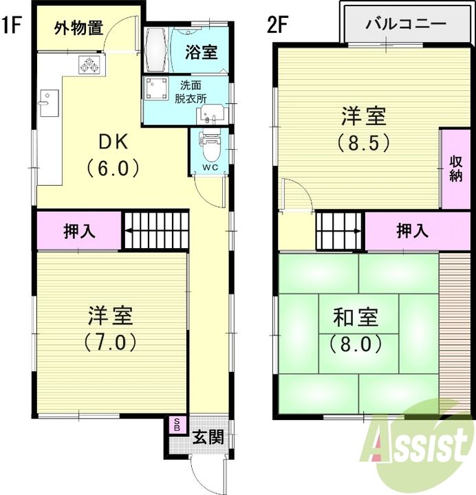 兵庫県神戸市兵庫区里山町(一戸建)の賃貸物件の間取り