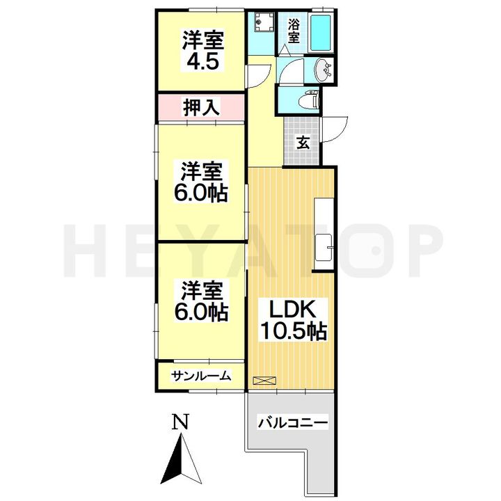 愛知県名古屋市瑞穂区彌富通4(マンション)の賃貸物件の間取り