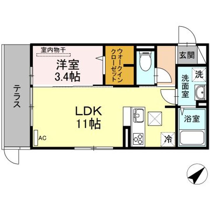 D-room心 A棟の間取り