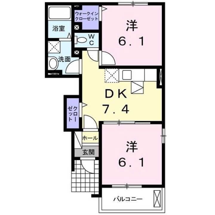 三重県名張市希央台2番町(アパート)の賃貸物件の間取り