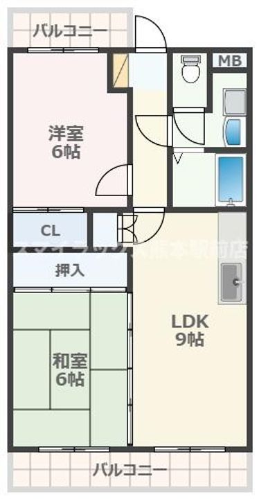 熊本県熊本市中央区八王寺町(マンション)の賃貸物件の間取り