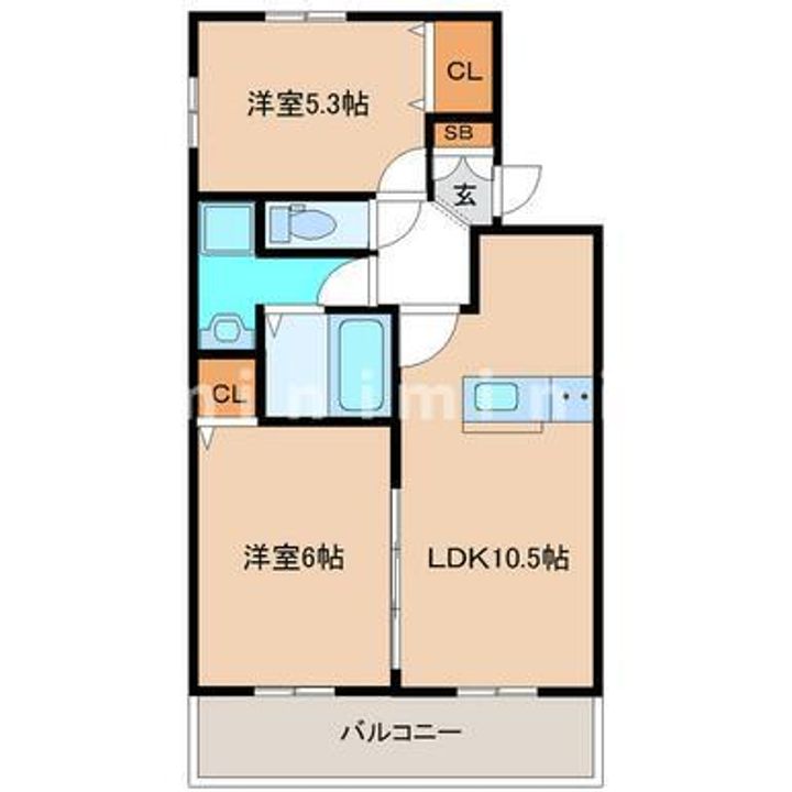 熊本県熊本市南区平田1(アパート)の賃貸物件の間取り