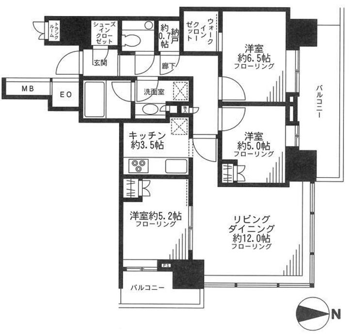 東京都中央区晴海2(マンション)の賃貸物件の間取り