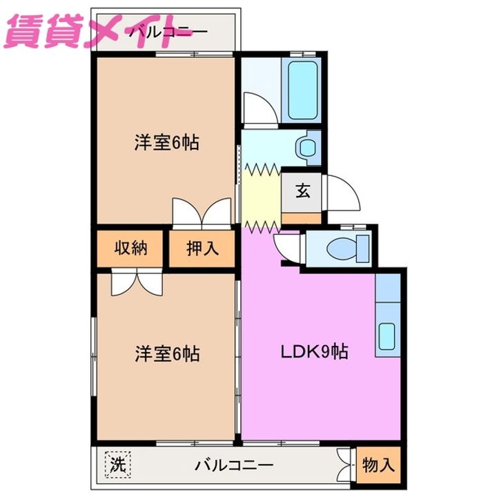 スカイハイツ若松の間取り