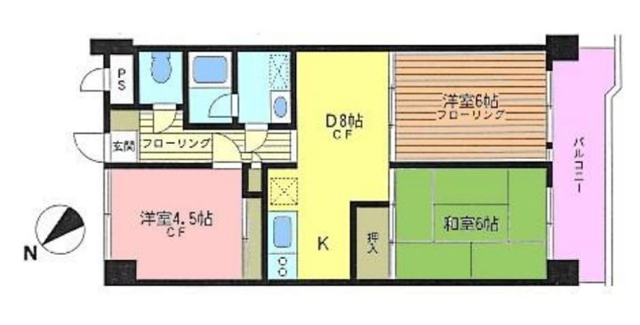 神奈川県横浜市都筑区見花山(マンション)の賃貸物件の間取り